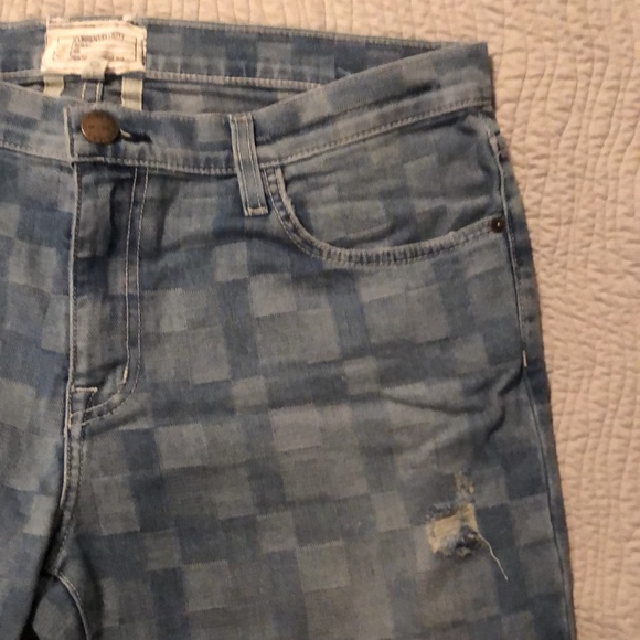 Current/Elliott The Fling slim boyfriend jeans in plaid check weave - Picture 5 of 11